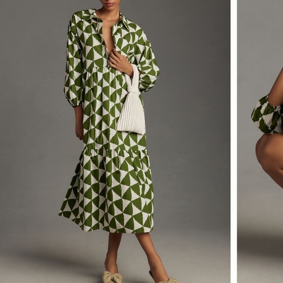 Anthropologie Dresses & Skirts - Anthropologie THE BETTINA TIERED MIDI SHIRT DRESS BY MAEVE